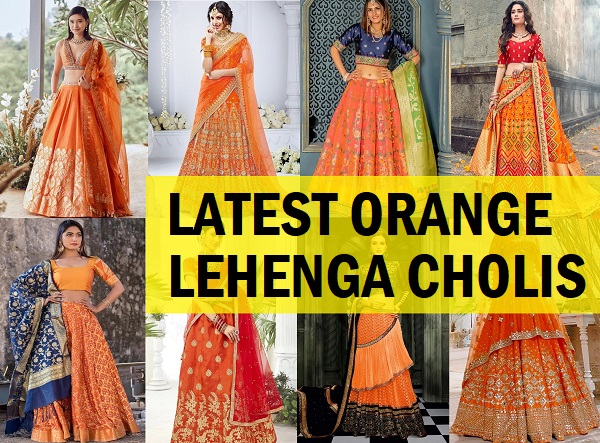 latest orange lehenga choli designs