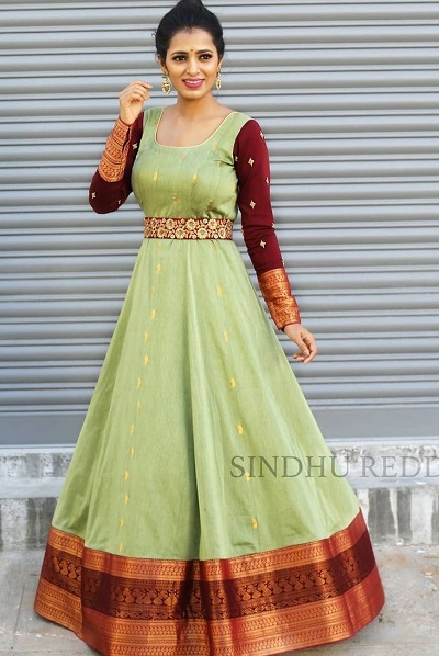 Banarasi Silk Long Frock Style Gown For Ladies