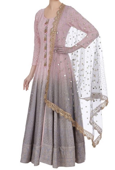 Chikankari Work Ombre Indian Gown Style