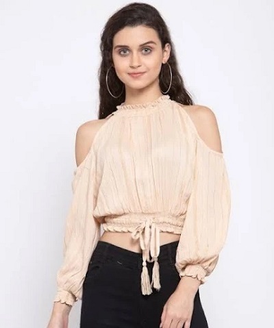 Cold Shoulder Girls Top With Strings