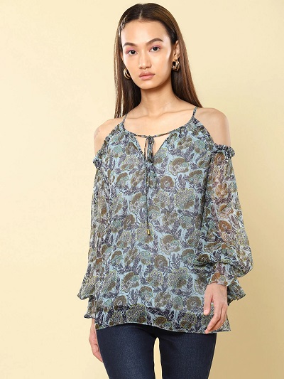 Cold shoulder sleeves style floral top