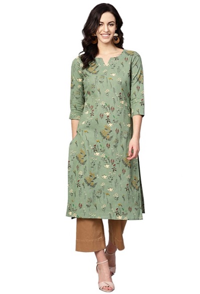 Floral printed Crepe straight fit kurta for summers
