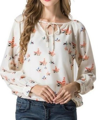 Floral printed chiffon full sleeves Top design