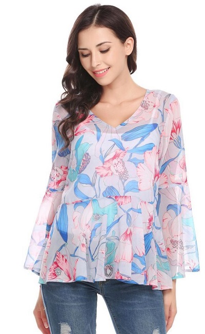 Floral printed fit and flare chiffon for women
