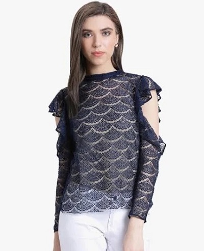 Lace Fabric Cold Shoulder Top Design