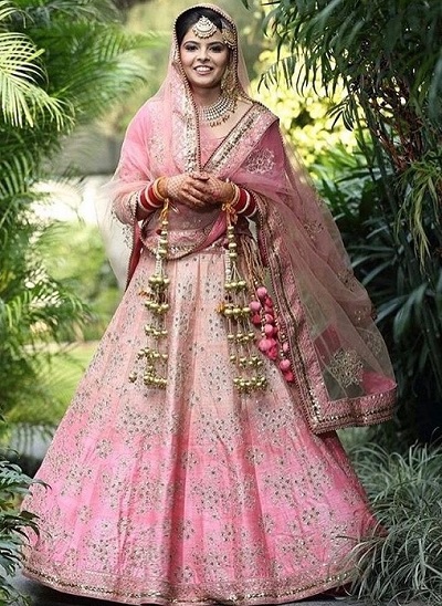 Pink Ombre Style Punjabi Lehenga for Wedding