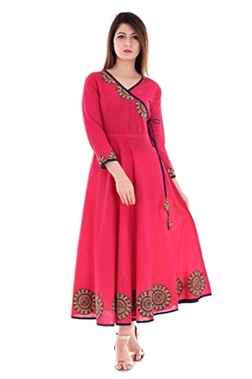 Red Heavy Embroidered Angrakha Kurta