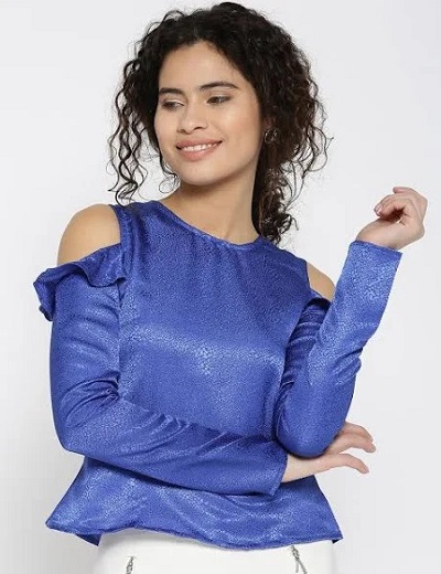 Shimmer Fabric Cold shoulder Top Design