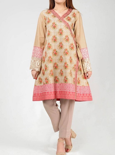 Short Angrakha Style Printed Kurta With Trouser