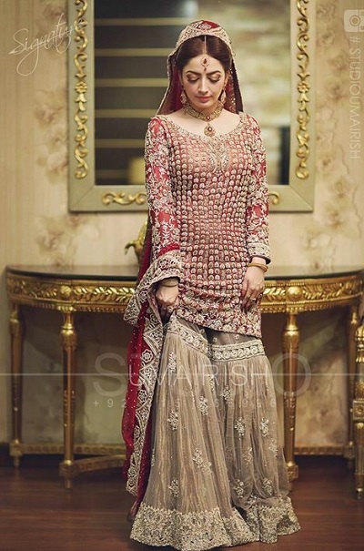 Short Kurti with Sharara with Heavy Embroidered Dupatta