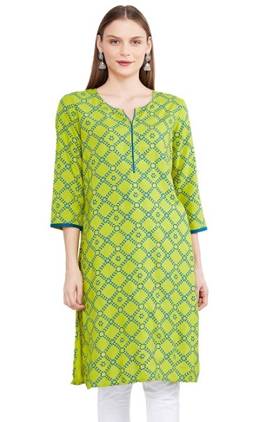 Simple green and blue straight fit kurta design