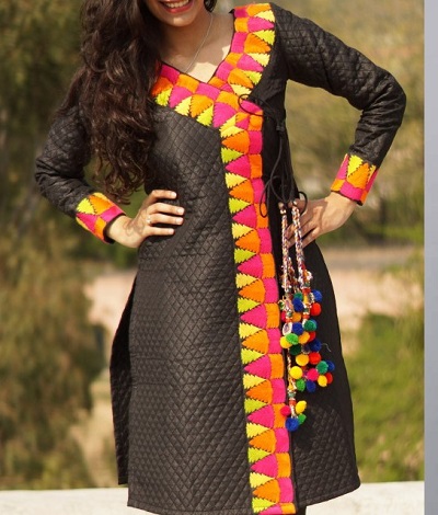 Straight Heavy Embroidered Angrakha Kurta Design