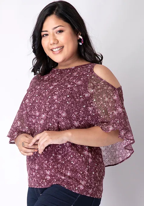 Stylish Cold Shoulder Top In Georgette Fabric