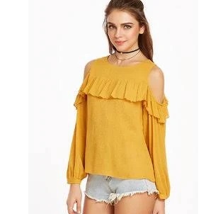 Yellow Crop Top in Chiffon Fabric