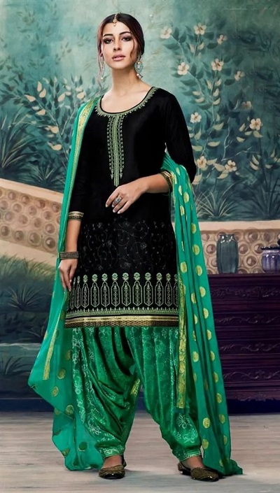 Black And Green Patiala Salwar Punjabi Styl