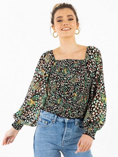 Chiffon top with peasant sleeves