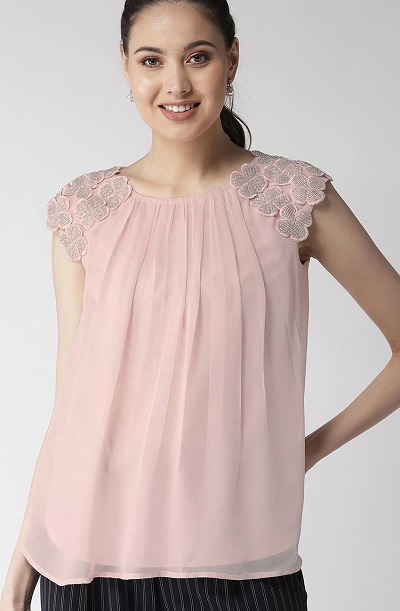 Chiffon top with shoulder detailing
