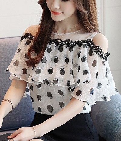 Cold shoulder layered chiffon top style