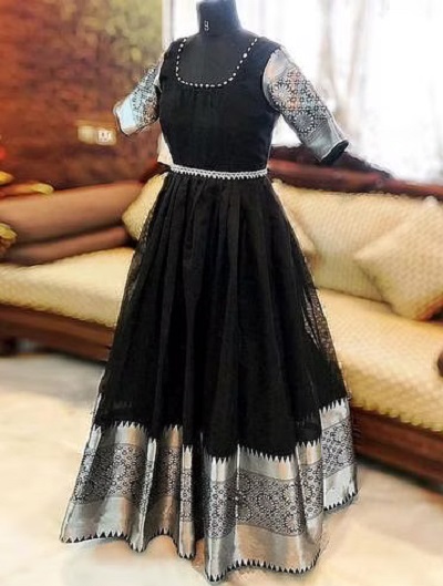 Cotton Silk With Embroidery Long Frock Dress Design