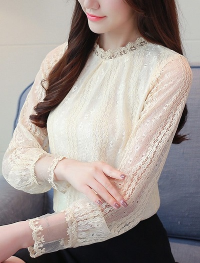 Gold lace and chiffon fabric shirt for formal wear