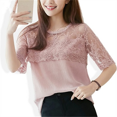 Lace and chiffon fabric party wear top design