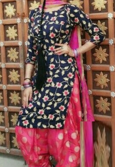 Printed Punjabi Suit With Patiala Salwar
