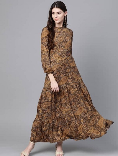 Printed Long Frock Dress Design