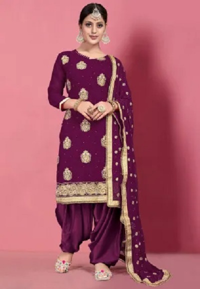 Purple Party Wear Punjabi Suit Design
