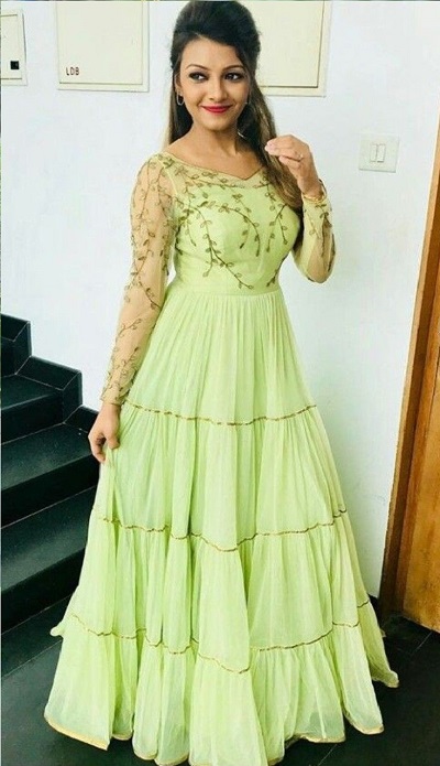 Refreshing Green Georgette Long Frock With Embroidery