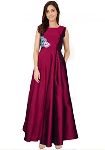 Sleeveless Silk Long Frock Gown With Pocket