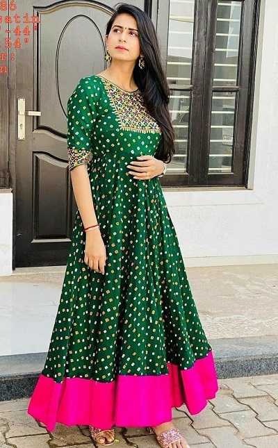 Stylish Cotton Silk Long Frock With Borde