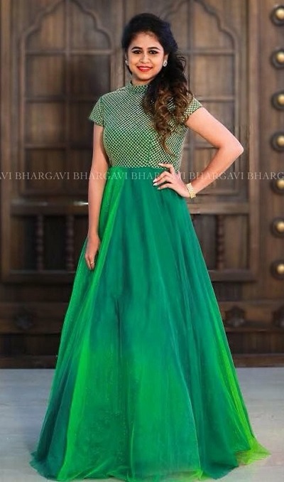 Simple Gown Beads work bluecolor  Gown party wear Long dress  design Designer dresses