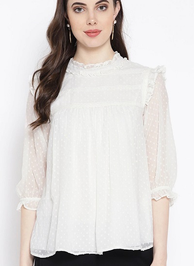 White chiffon top for parties