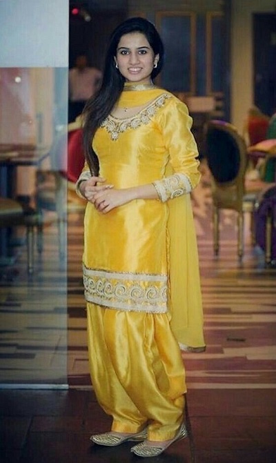 Yellow Cotton Punjabi Suit Design