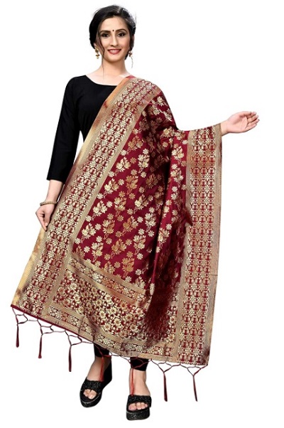 Banarasi Maroon woven pattern Dupatta