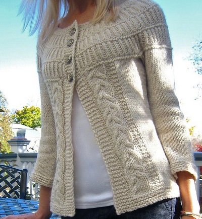 Beige Knitted Sweater Cardigan