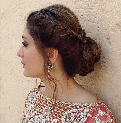 Braided bun hairstyle for lehengas and sarees
