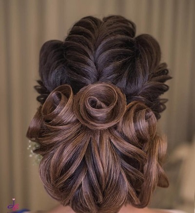 Bun hairstyle with roses for Wedding
