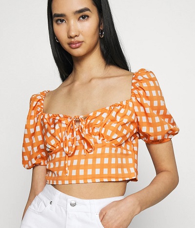 Check printed crop top design