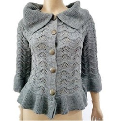 Collared Frilly Cardigan For Ladies