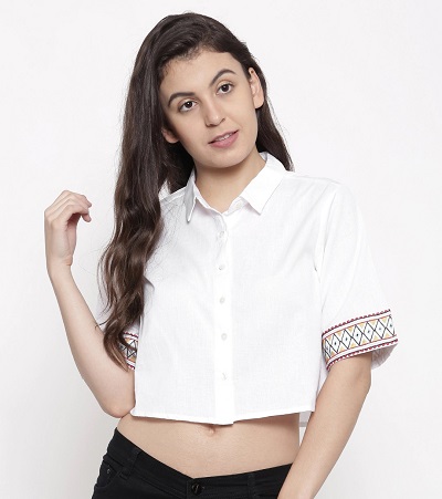 Crop top half sleeves shirt style