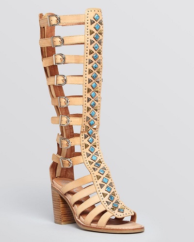 Embellished Strappy Block Heel Sandals