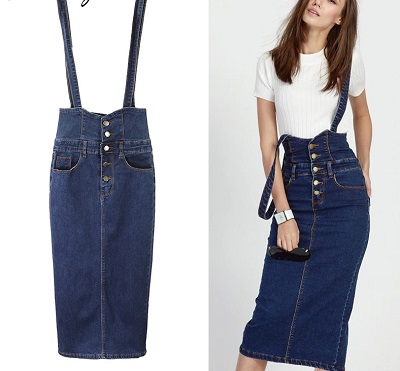 Fitted Denim skirt with Dungri style