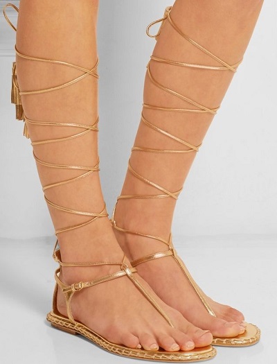 Flat Golden Thin Strips Sandal Style