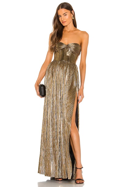 Gold off shoulder Cocktail dress design