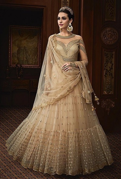 Golden Net Designer Gown For Women