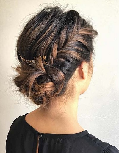 Heart shaped braided bun hairstyle for girls
