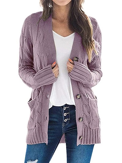 Hip Length Women Cardigan With Pockets