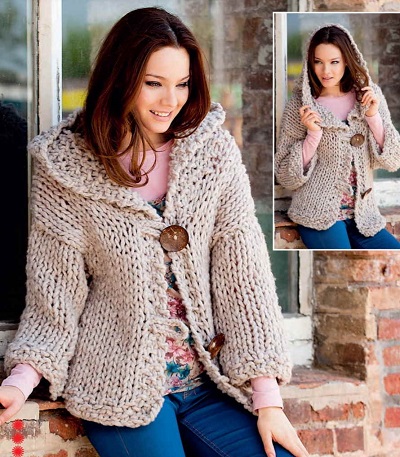 Hooded Sweater Cardigan For Ladies