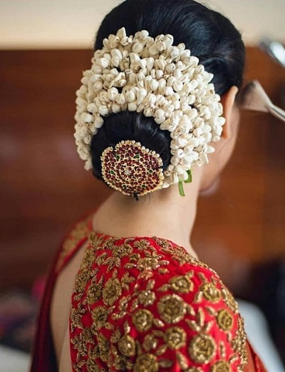 Layers of Flower bun with hair jewelery